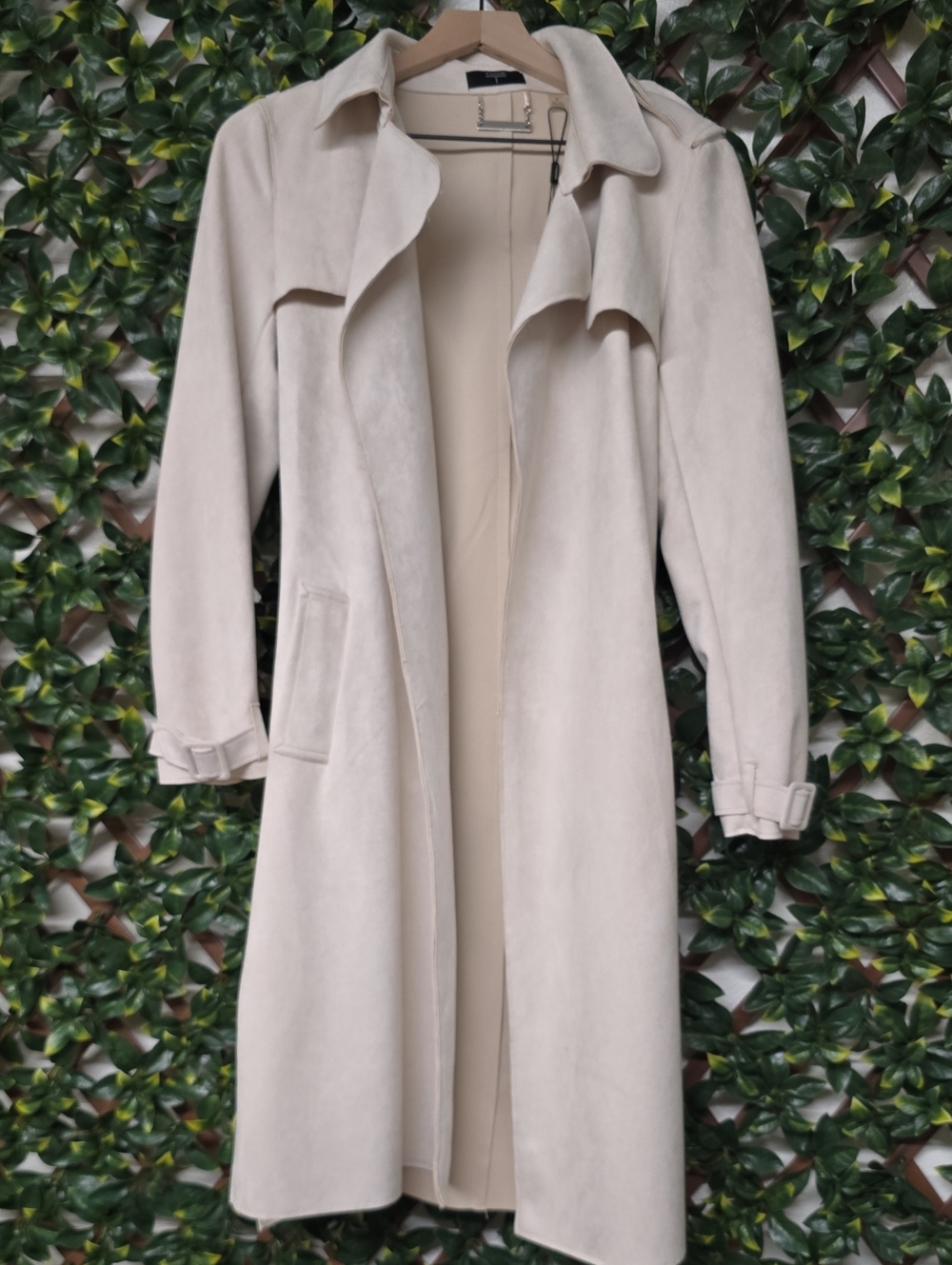Tahari Light Cream Long Trench Coat